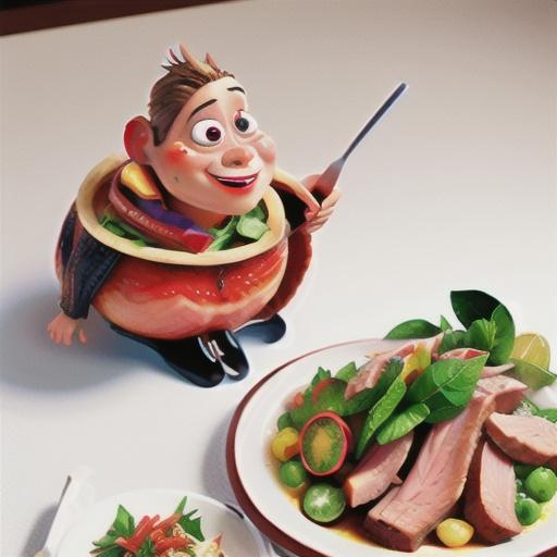 Roast pork with Thai watermelon salad