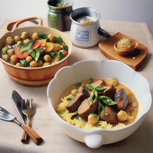 One-pot lamb tagine with almonds and chickpeas