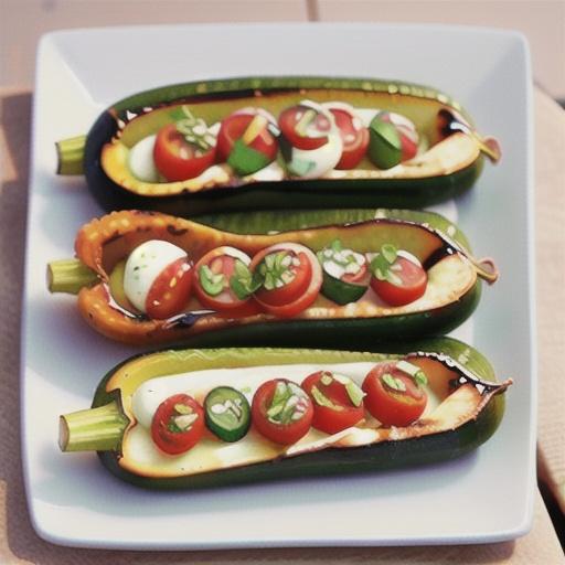 Grilled Caprese-Stuffed Zucchini Boats