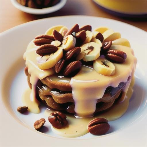 Butterscotch banana and pecan pudding