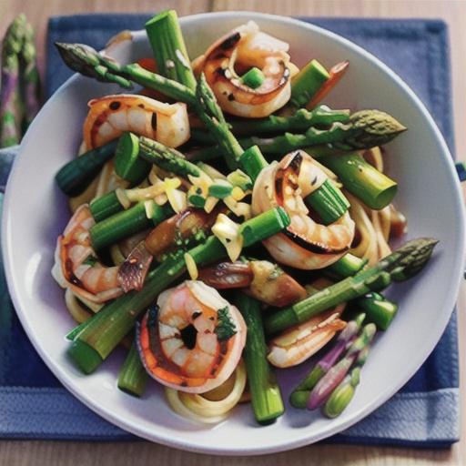 Shrimp Pasta with Grilled Asparagus
