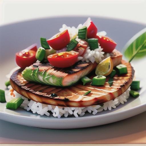 Salmon, Rice, and Fried Tomatoes