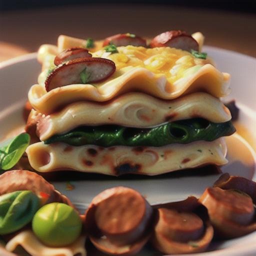 Mushroom Lasagna with Hot Sausage and Spinach