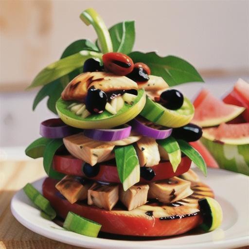 Lime-grilled chicken with fresh watermelon salad