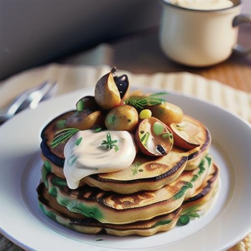 Potato and Smoked Salmon Pancakes with Creamy Dill Sauce