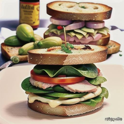 Gourmet sourdough ham sandwich