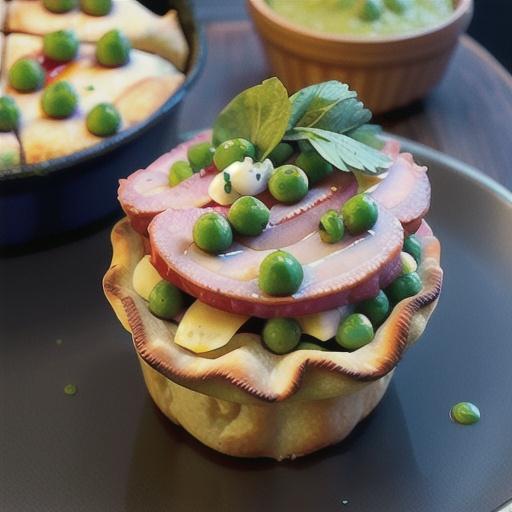 Meat pies with pea mash