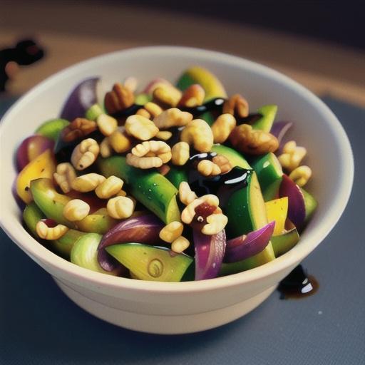 Roasted Vegetables with Walnuts, Basil and Balsamic Vinaigrette