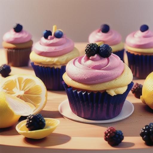 Lemon Cupcake with Blackberry Buttercream