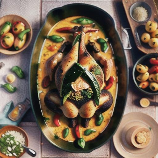 Braised whole chicken chilli verde