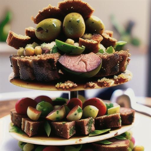 Olive-crusted lamb racks with chickpea salad