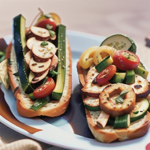 Mediterranean vegie and haloumi open sandwich