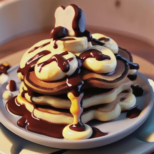 Cocoa Pancakes with Creamy Caramel-Banana Topping