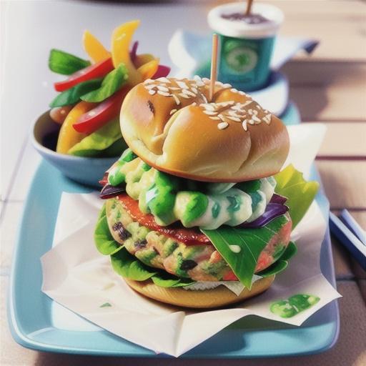 Salmon burgers with wasabi mayo