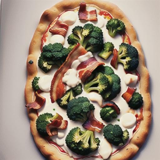 Broccoli and bacon pizza