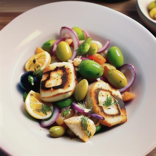 Pan-fried haloumi with fennel & pink grapefruit salad