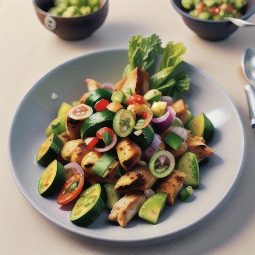 Tandoori chicken with tomato, avocado and cucumber salsa