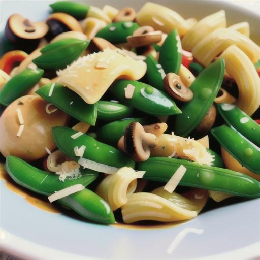Pasta With Sugar Snap Peas, Parmesan and Mushrooms