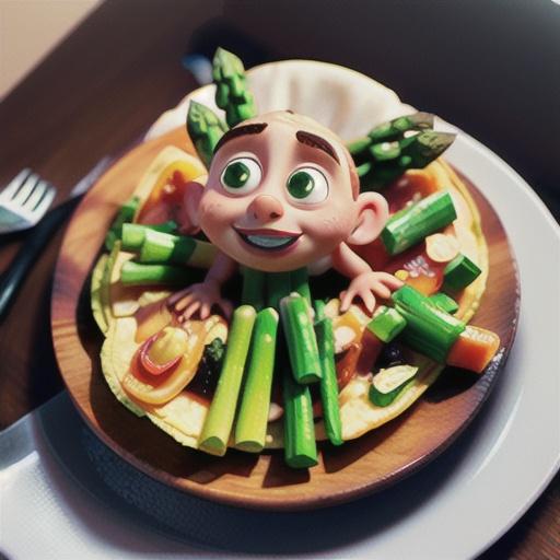 Asparagus, pork and potato omelets