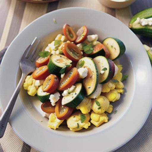 Scrambled Eggs with Zucchini and Feta