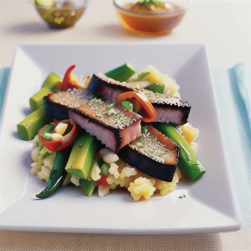 Sesame-crusted tuna with chilli & ginger dressing