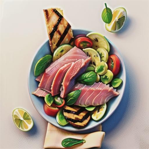 Tuna carpaccio with grilled vegies