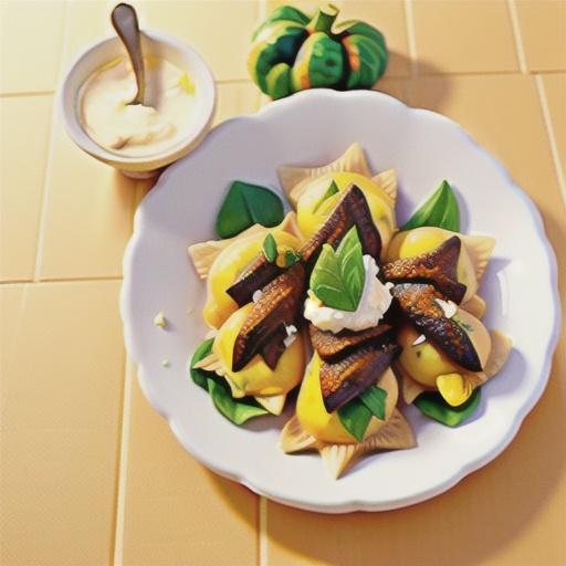 Pumpkin and ricotta ravioli with lemon dressing