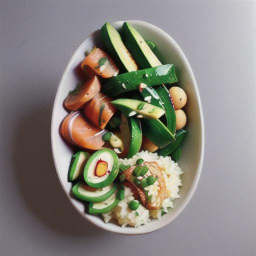 Salmon and avocado sushi bowl