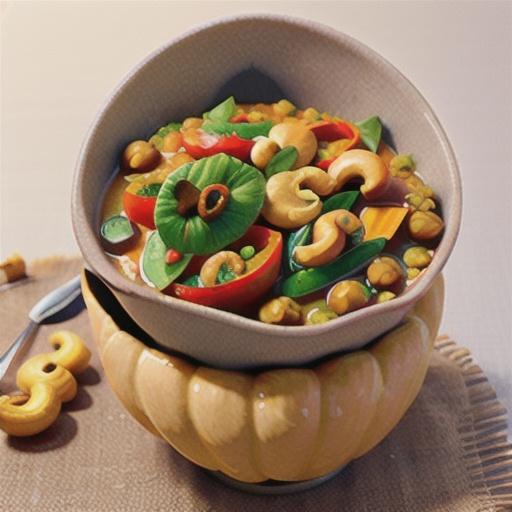 Lentil, pumpkin & cashew curry with roti