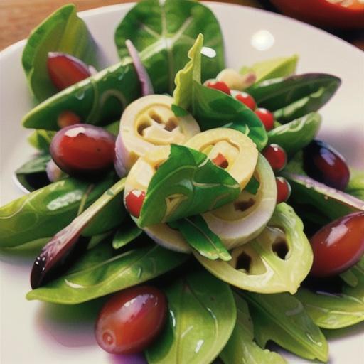 Arugula and Romaine Salad with Red Grapes