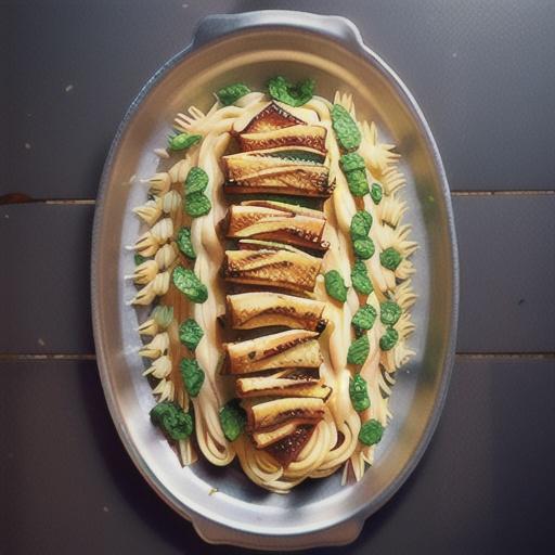 Cheesy tray-baked chicken with herb pasta