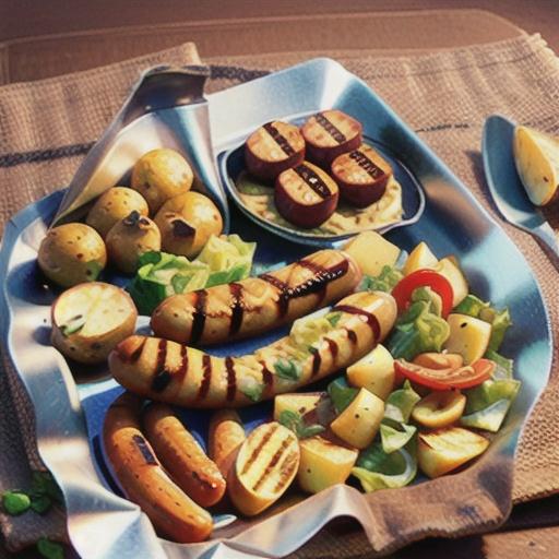 Grilled Sausage with Potatoes and Cabbage
