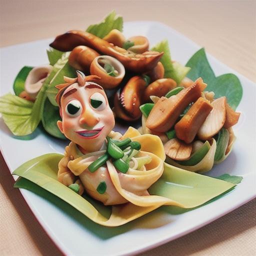 Chicken and noodle parcels with sweet chilli dressing