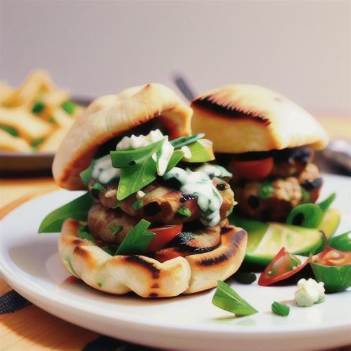 Lamb patties with pita bread and tzatziki