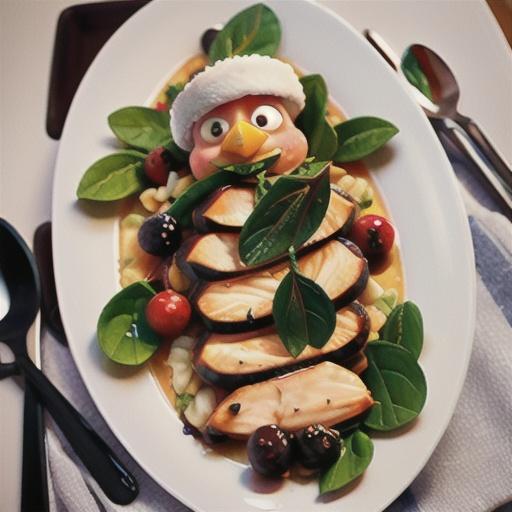 Quince-glazed chicken with cranberry, manchego & pine nut salad