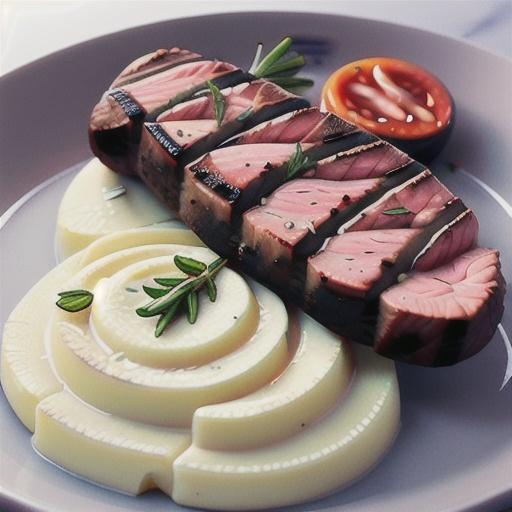 Rosemary & garlic steaks with parsnip puree