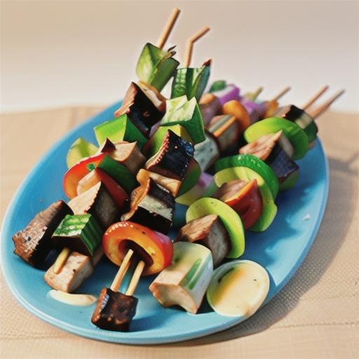 Middle Eastern spiced lamb and vegetable skewers