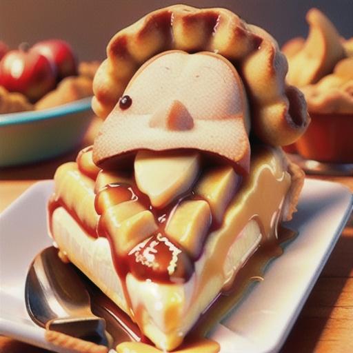 Caramel custard-filled apple pie