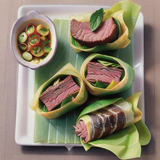 Pho-style beef and herb rice paper rolls