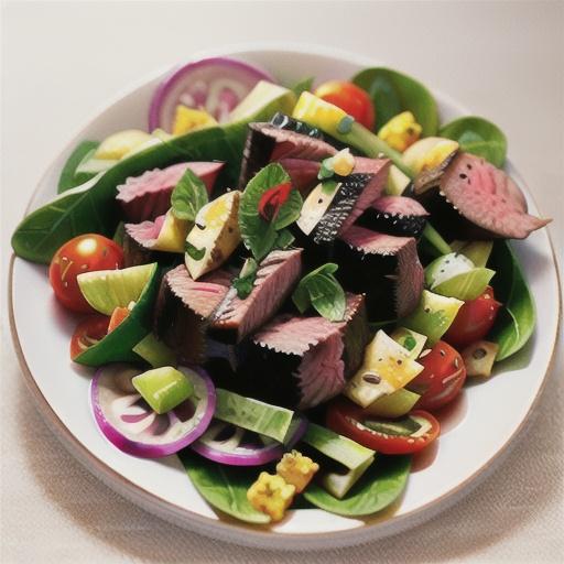 Peppered beef panzanella salad recipe