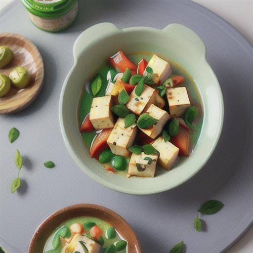 Kumara and firm tofu green curry