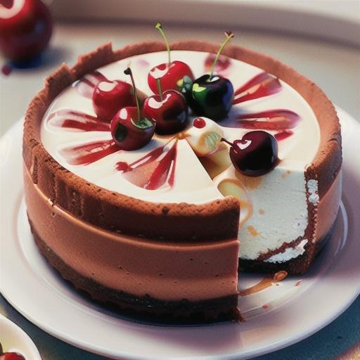 White chocolate cheesecake with fresh cherries