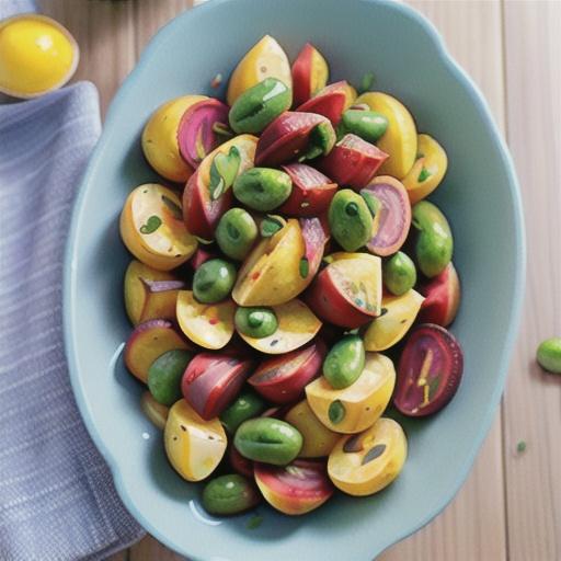 Potato, beetroot and broad bean salad