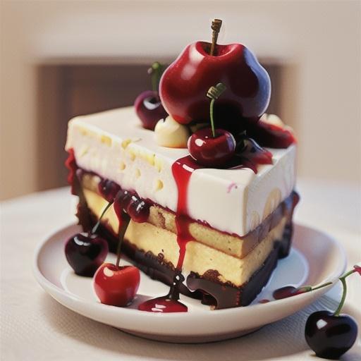 White choc cheesecake with port syrup cherries