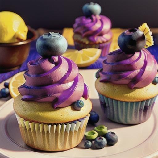 Lemon-Blueberry Cupcakes with Blueberry-Lemon Buttercream Frosting