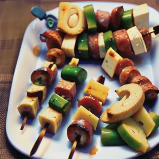 Salami, Cheese and Pickle Kabobs