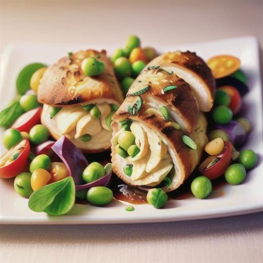 Chicken kiev with warm pea salad recipe