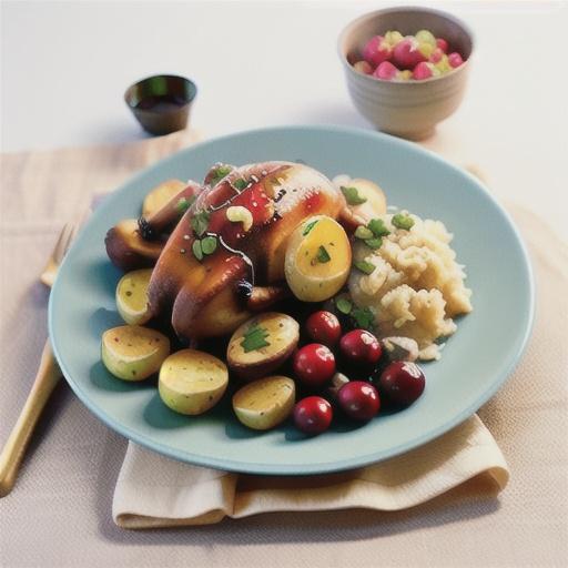 Turkey with cranberry glaze and potato mash