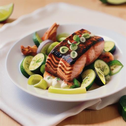 Tandoori salmon with cucumber salad & yoghurt