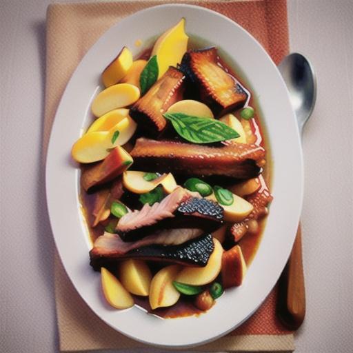 Pork ribs with quick pear chutney